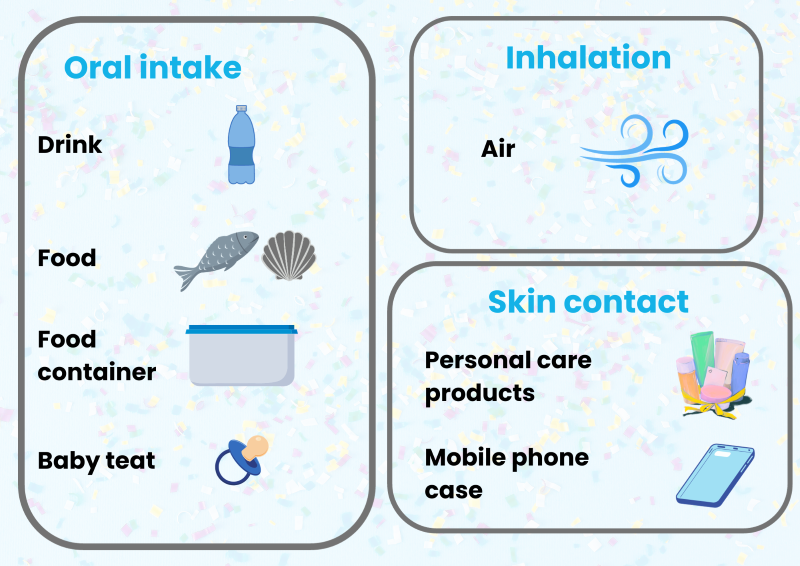 Diagram explaining how we assume microplastics